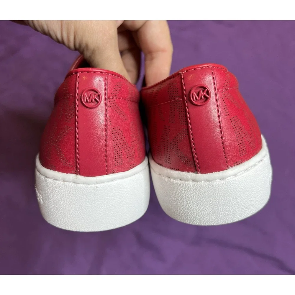 Michael Kors Keaton MK Logo Slip On Sneakers Raspberry 8.5